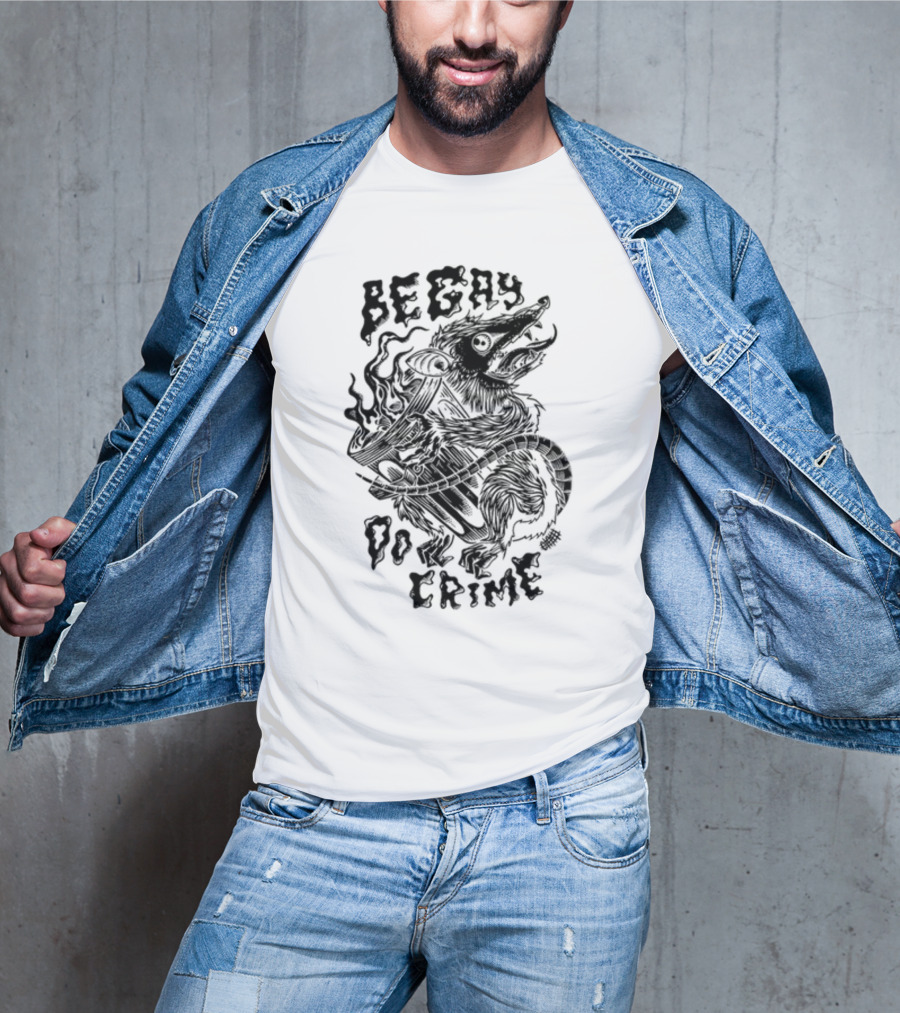 Be Gay Do Crime Rat Illuminated By Flames T-Shirt