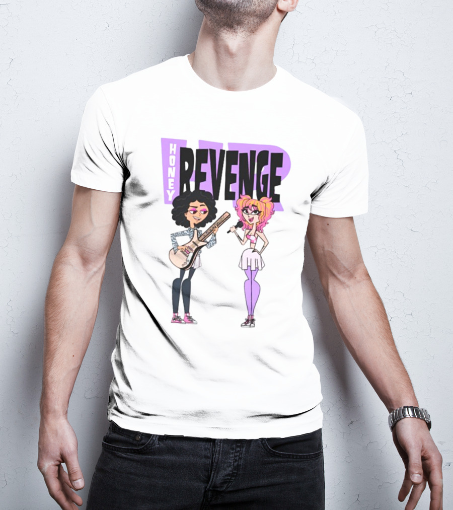 Honey Revenge Characters With Guitar And Microphone Lavender Dust T-Shirt