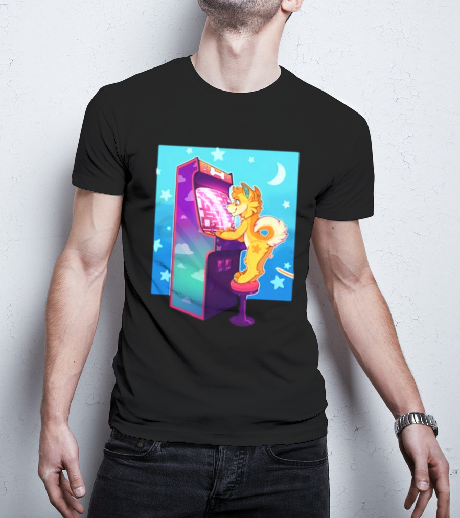 Drackypoof Arcade Pupper Retro Night Gaming T-Shirt