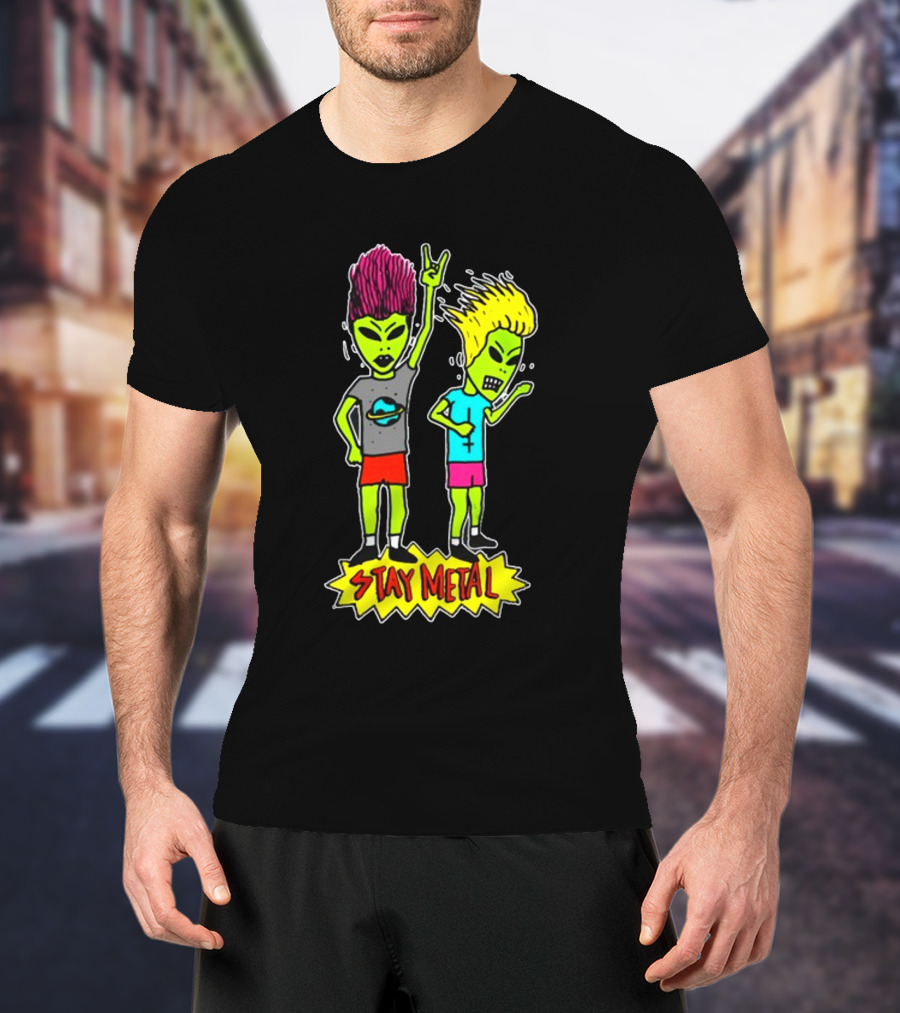 Teen Hearts Green Aliens Stay Metal Mohawk T-Shirt