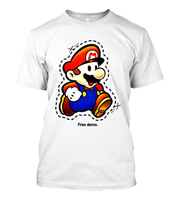 Mario Free Demo Adventure Icon With Cutout Outline T-Shirt