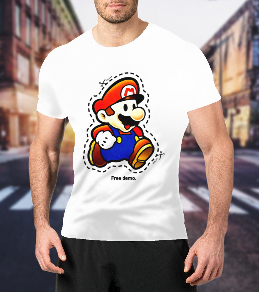 Mario Free Demo Adventure Icon With Cutout Outline T-Shirt