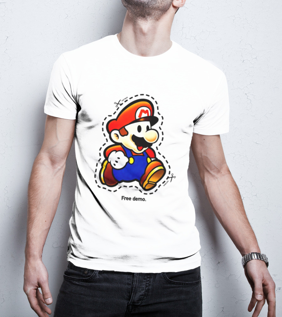 Mario Free Demo Adventure Icon With Cutout Outline T-Shirt