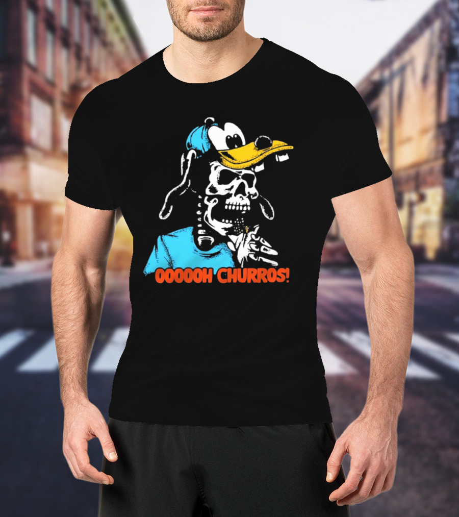 Oooooh Churros Skeleton Dog Character Eating Snack T-Shirt