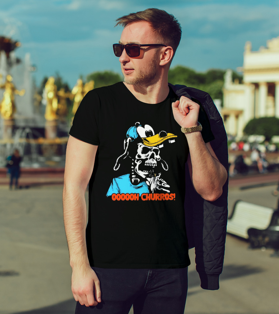 Oooooh Churros Skeleton Dog Character Eating Snack T-Shirt