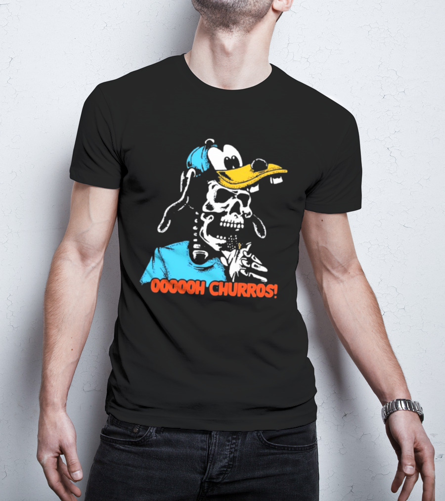 Oooooh Churros Skeleton Dog Character Eating Snack T-Shirt