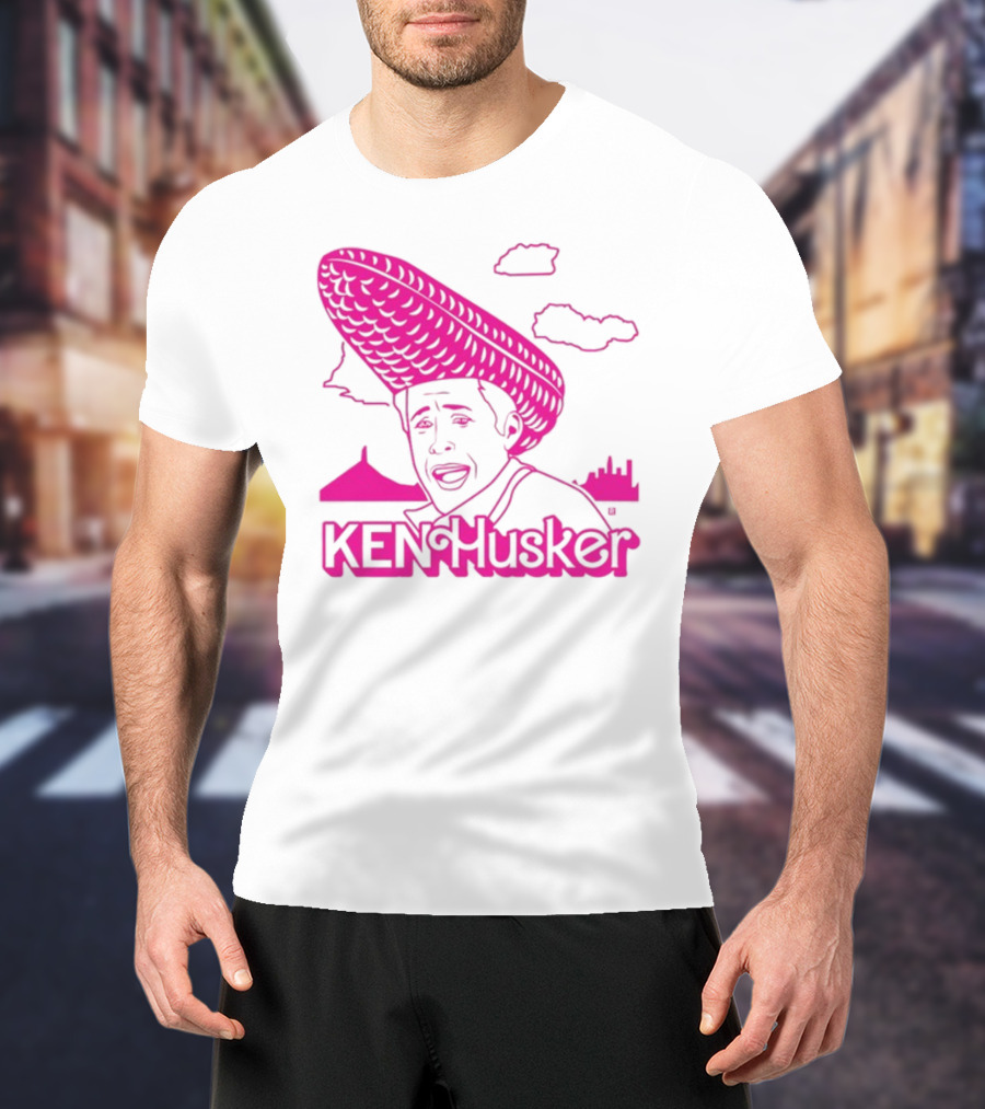 Ken Husker Corn Hat City Skyline T-Shirt