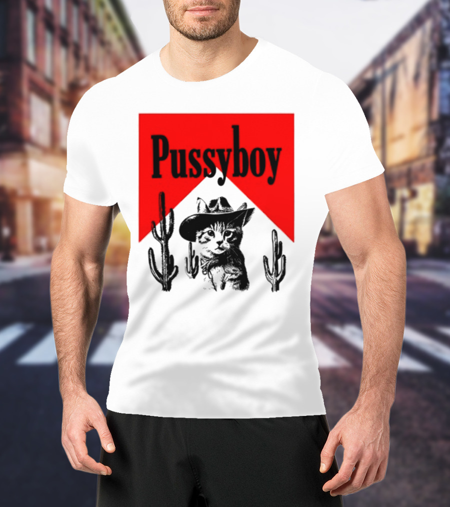 Pussyboy Cat Cactus Cowboy Hat Ezra Miche T-Shirt