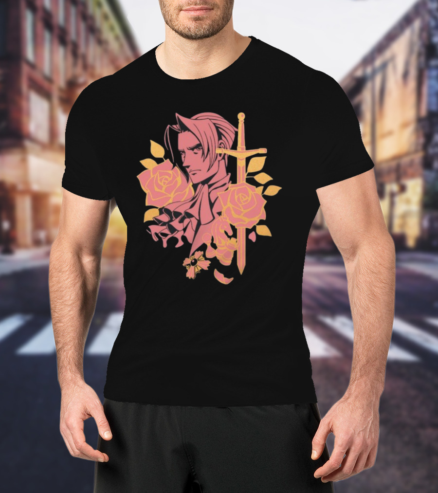 Fangamer King Of Prosecutors Miles Edgeworth Roses Sword Medallion T-Shirt