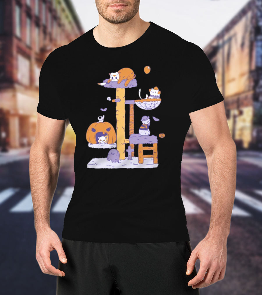 Gotfunny Cat Horror Icons Pumpkin Halloween Playhouse T-Shirt