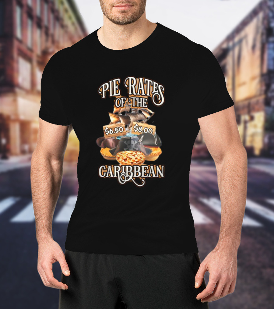 Pie Rates Of The Caribbean $6.50 $8.00 Pirate Hat And Ship Adventure T-Shirt