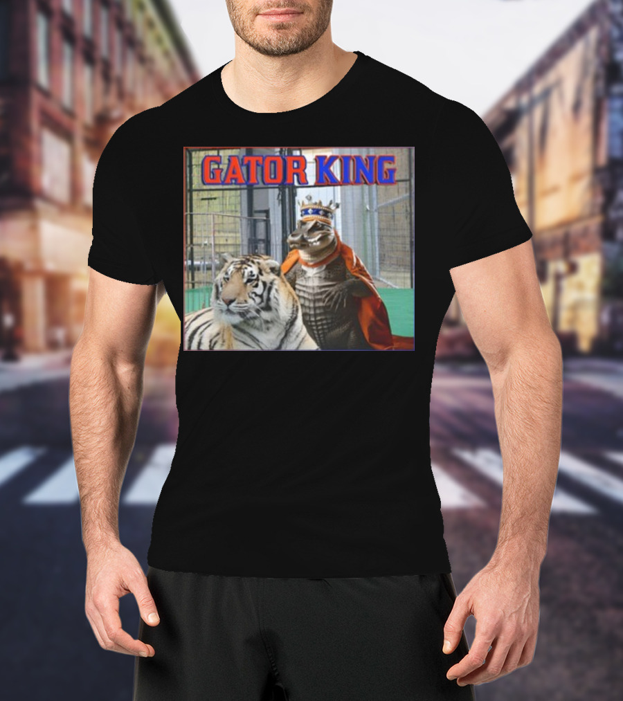 Gator King Crowned Alligator With Tiger T-Shirt