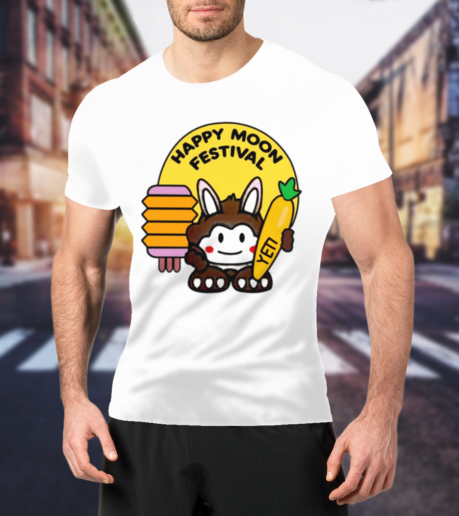 Rockstar Games Happy Moon Festival Yeti Lantern Rabbit T-Shirt