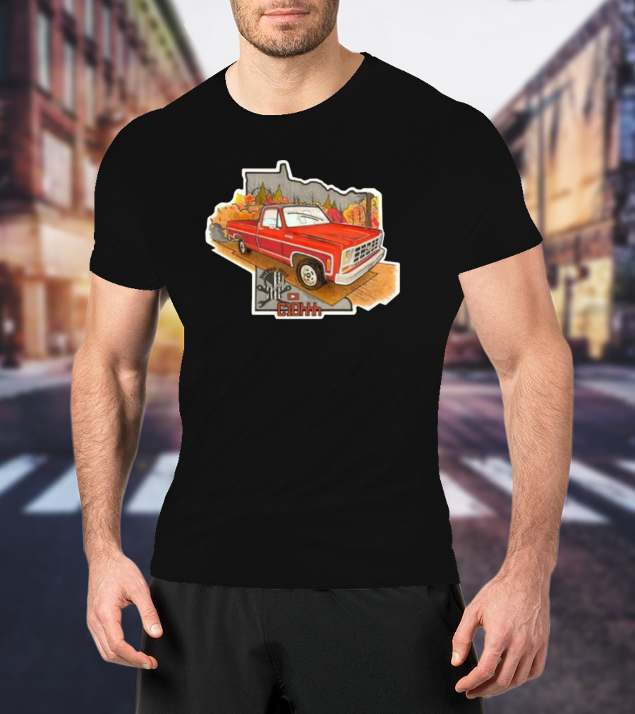 C1ohhh Junkyera Digs Vintage Red Pickup Truck Scenic Autumn Background Classic T-Shirt