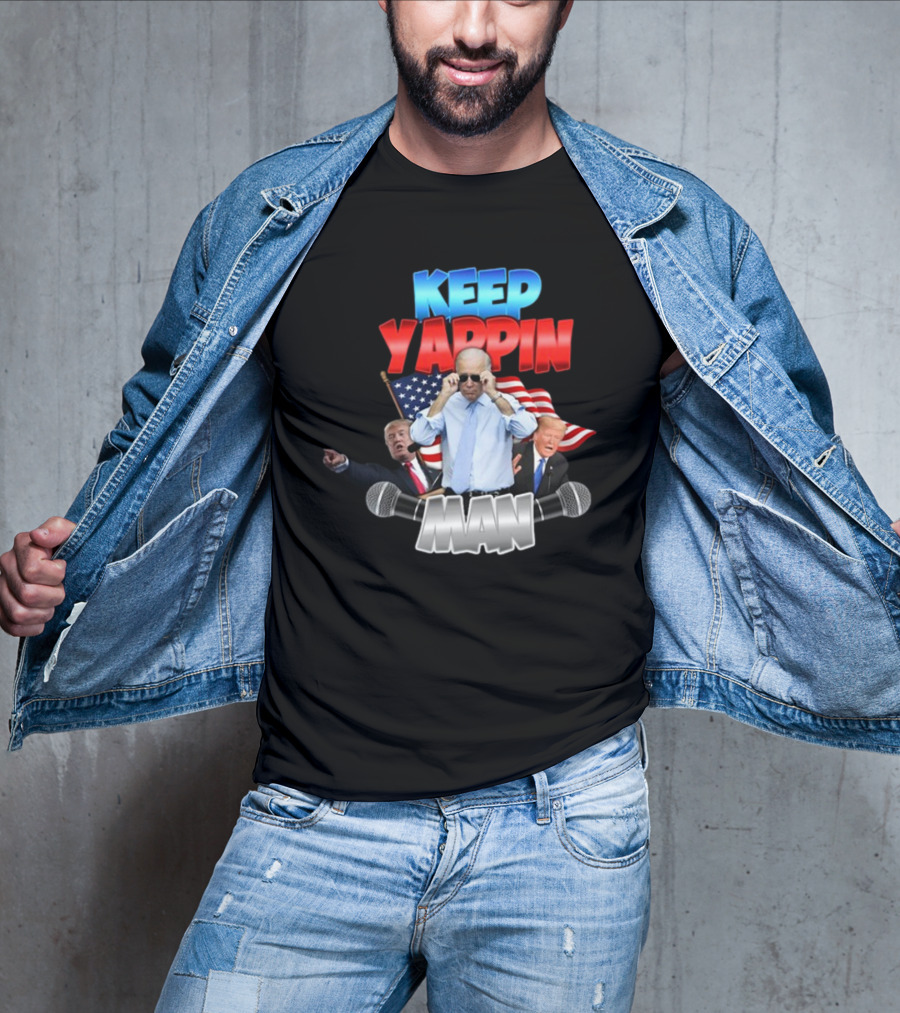 Keep Yappin Man American Flag Microphone Design By Designedbytheboys T-Shirt