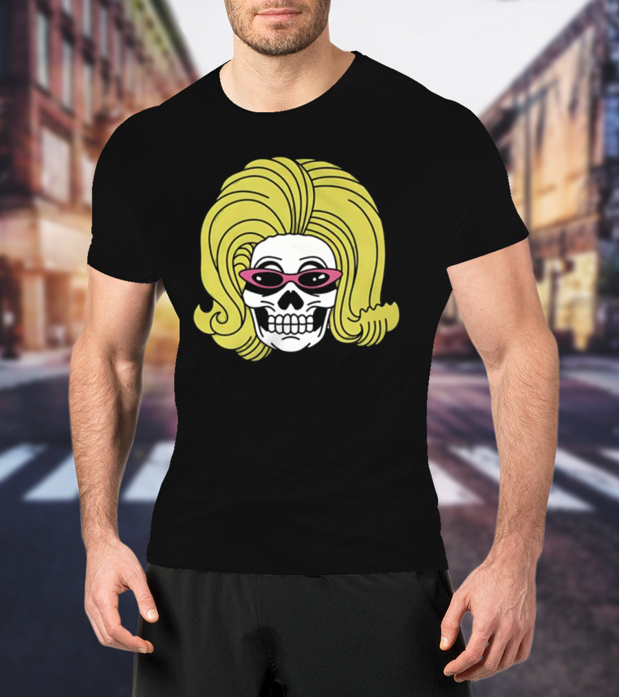 Juno Birch Death Skull Blonde Wig Pink Sunglasses T-Shirt