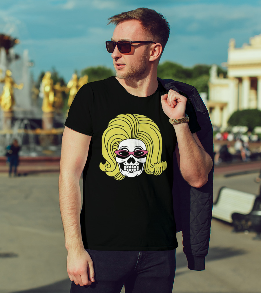 Juno Birch Death Skull Blonde Wig Pink Sunglasses T-Shirt