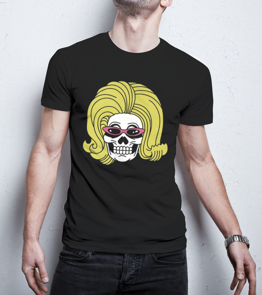 Juno Birch Death Skull Blonde Wig Pink Sunglasses T-Shirt