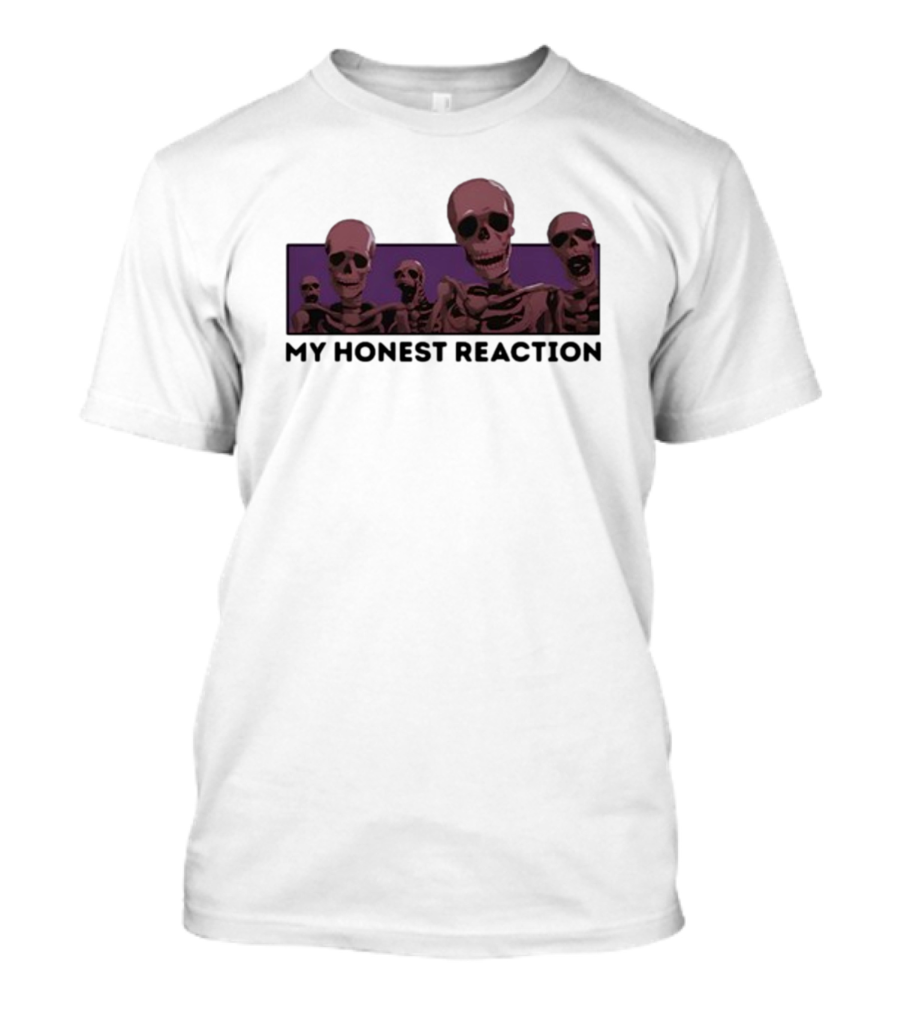 Skeletons My Honest Reaction Purple Background T-Shirt