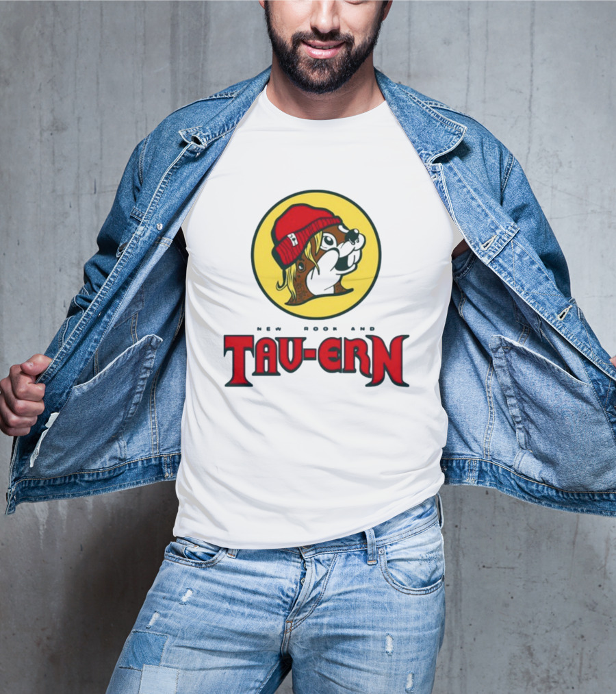 New Brookland Tavern Buc-Ees Nbt Logo With Red Hat Mascot T-Shirt