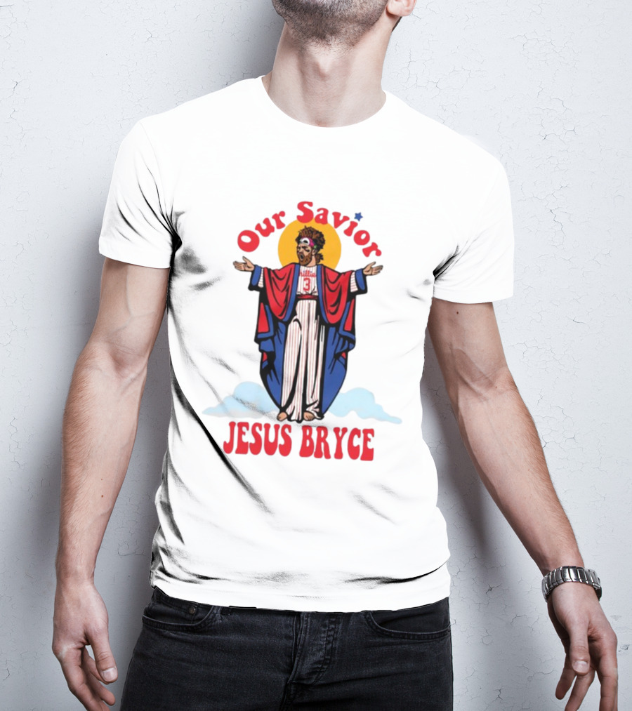 Our Savior Jesus Bryce Illustrated In Baseball Robes T-Shirt