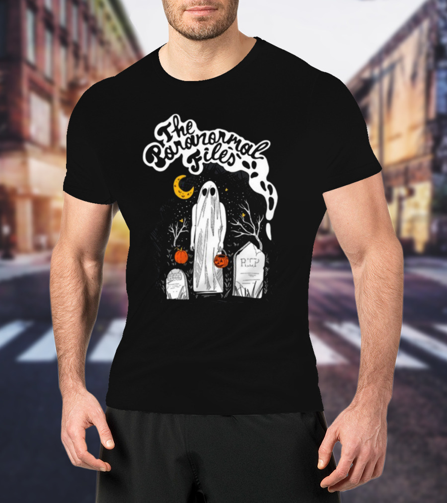 The Paranormal Files Ghost Halloween Cemetery Moon Stars RIP Pumpkin T-Shirt