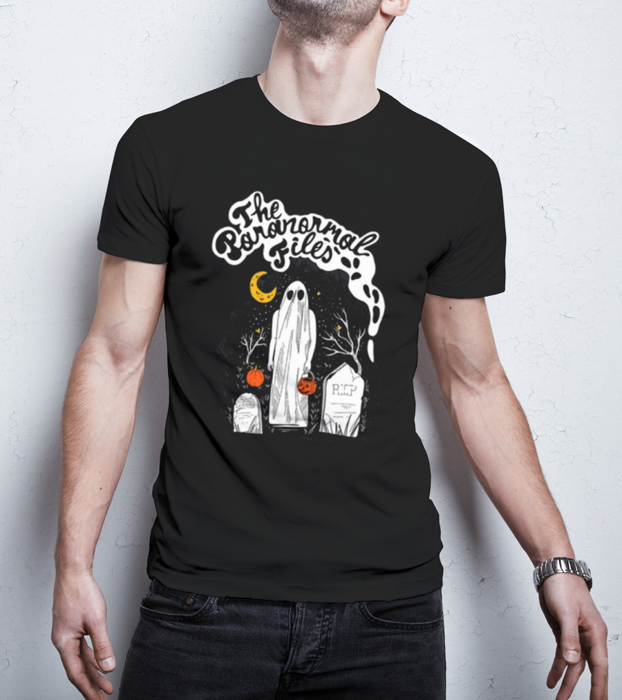 The Paranormal Files Ghost Halloween Cemetery Moon Stars RIP Pumpkin T-Shirt