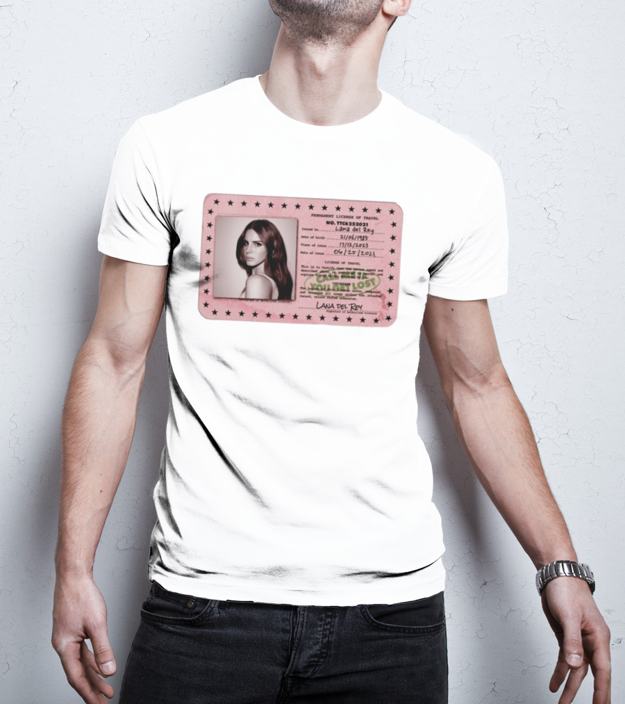 Permanent License Of Travel Lana Del Rey Id Card Stars T-Shirt