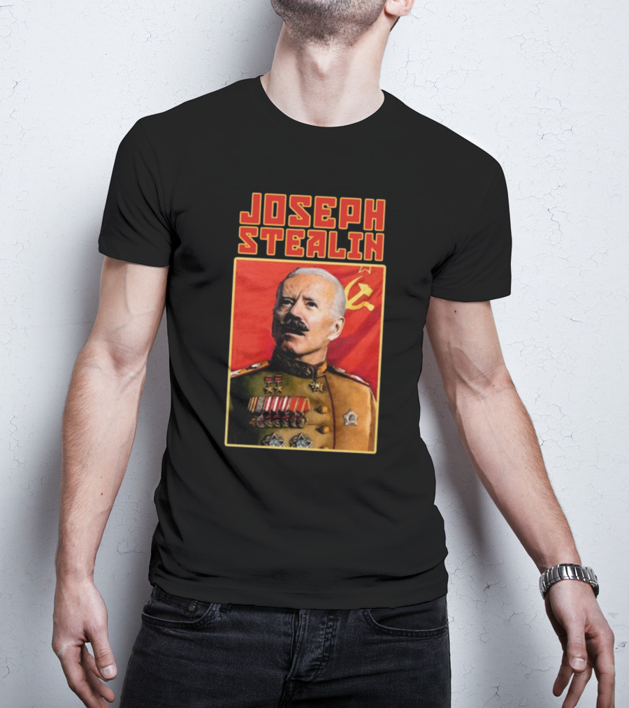 Joseph Stealin Soviet Parody Stalin Uniform Red Flag T-Shirt