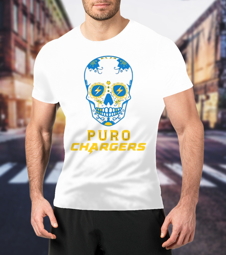 Puro Chargers Skull Lightning Bolt T-Shirt