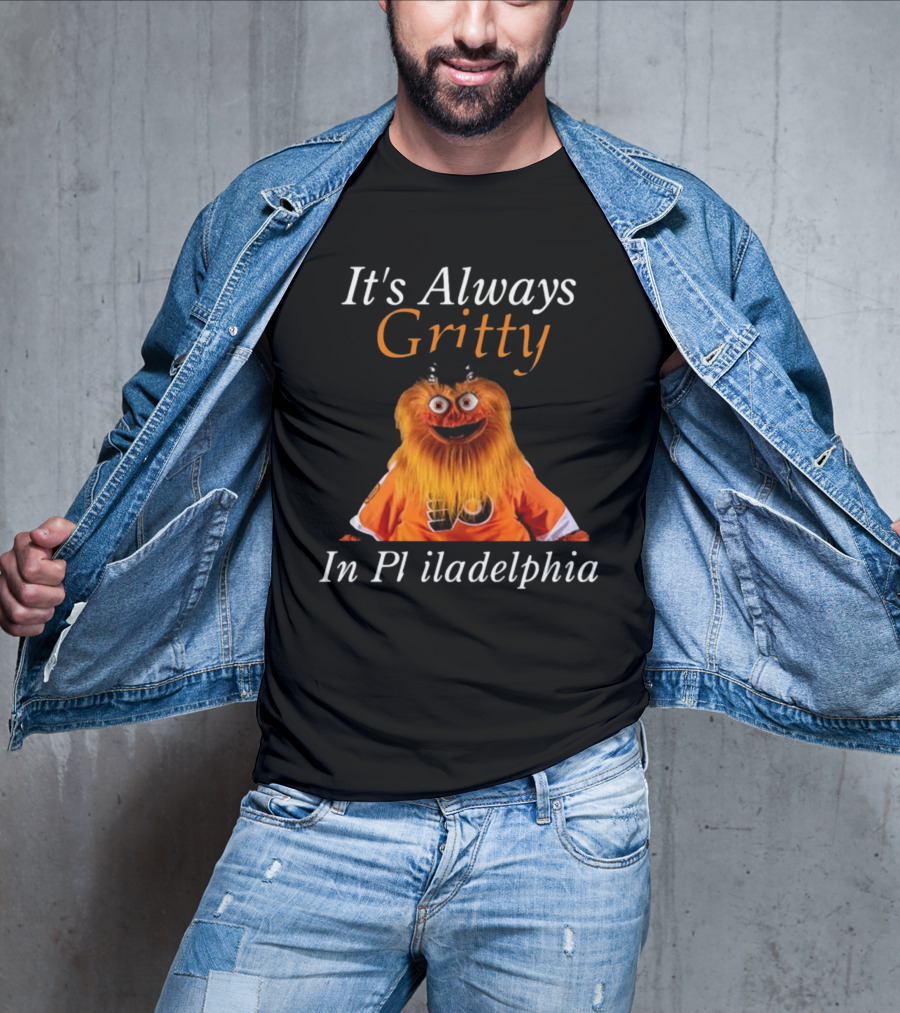 It's Always Gritty In Philadelphia Hockey Mascot Flyers Orange T-Shirt