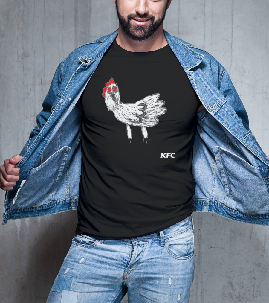 KFC Chicken Sketch With Red Accents T-Shirt