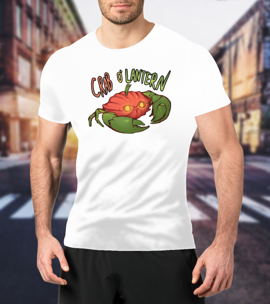 Crab O' Lantern Pumpkin Crab Creature With Glowing Eyes T-Shirt