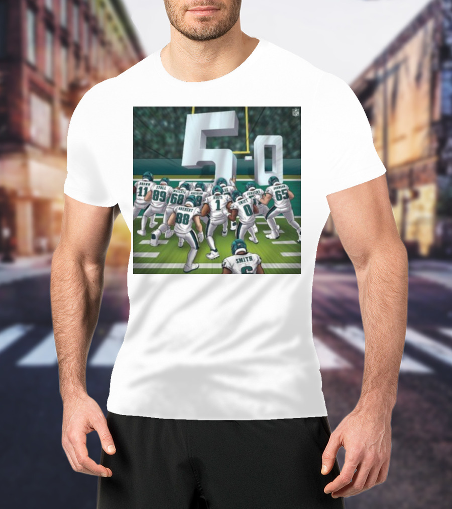 Jalen Hurts Brotherly Shove 5-0 Eagles Victory T-Shirt