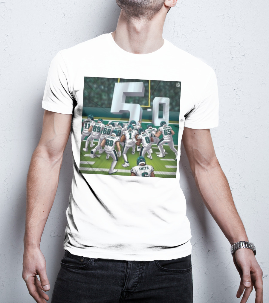 Jalen Hurts Brotherly Shove 5-0 Eagles Victory T-Shirt