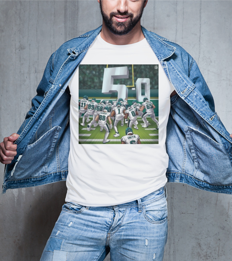 Jalen Hurts Brotherly Shove 5-0 Eagles Victory T-Shirt