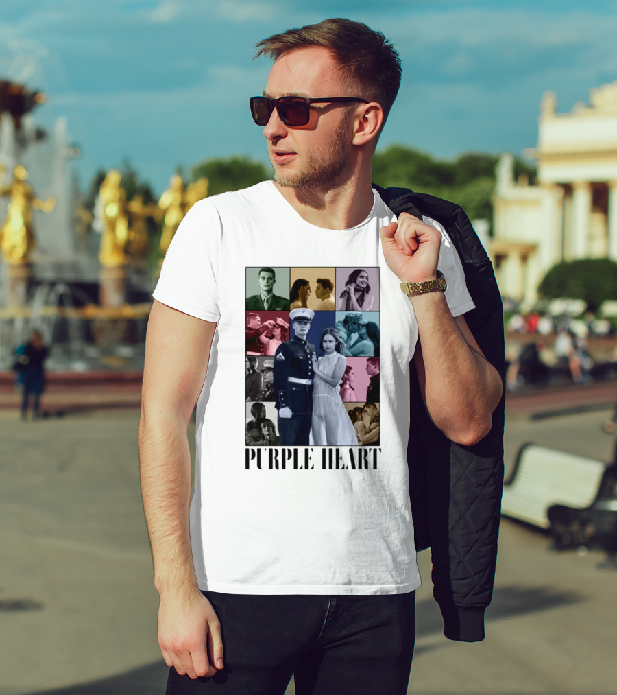 Purple Hearts Romantic Military Love Story Collage T-Shirt