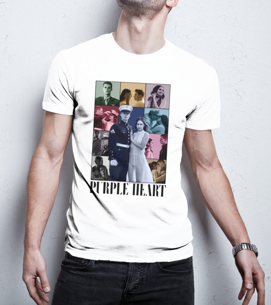 Purple Hearts Romantic Military Love Story Collage T-Shirt