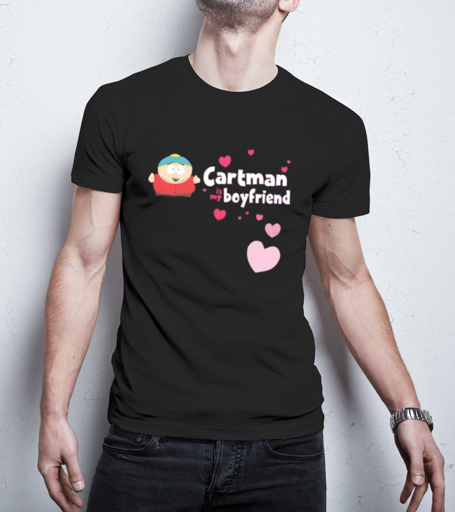 Cartman Is My Boyfriend Pink Hearts Cartoon Character T-Shirt