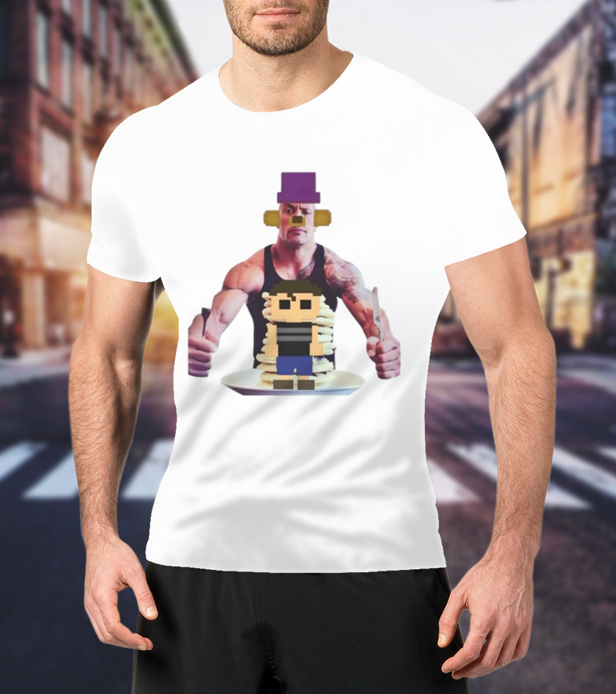 Fredbea The Rock Eats The Crying Child Pancakes Image Mashup T-Shirt