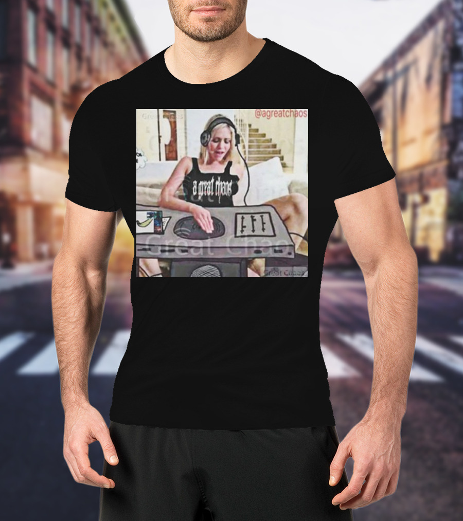 A Great Chaos DJ Mixing Beats At Home Console T-Shirt