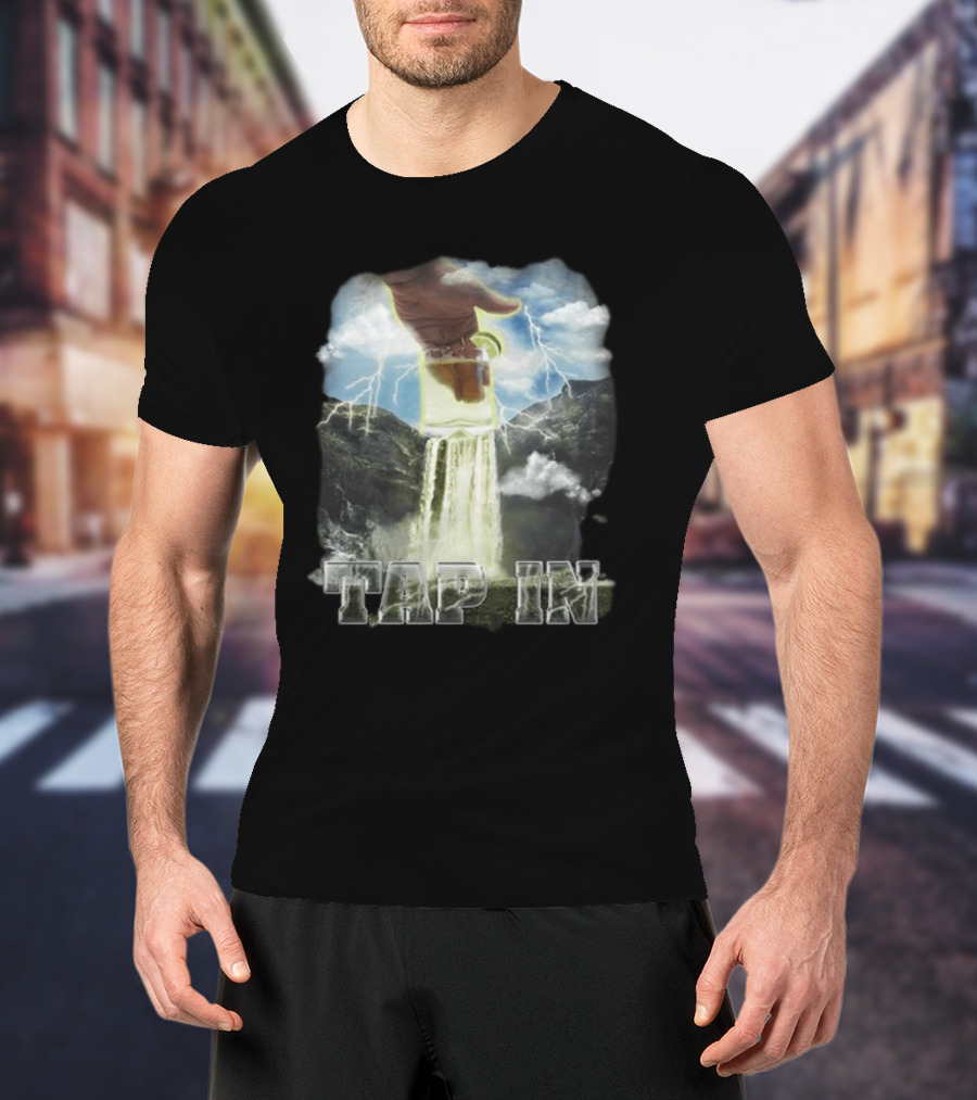 Heatdaddy Tap In Waterfall Mug Lightning Sky T-Shirt