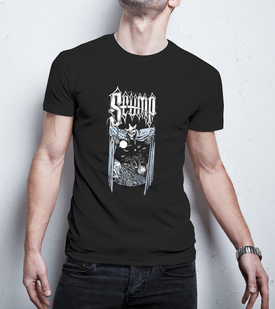 Scump Graveyard Skull Grim Reaper Nighttime Moon Scene T-Shirt