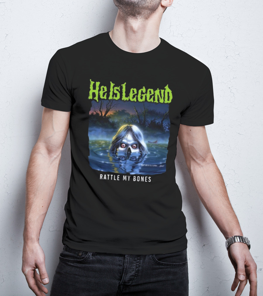 He Is Legend Rattle My Bones Eerie Forest Lake Ghostly Face T-Shirt