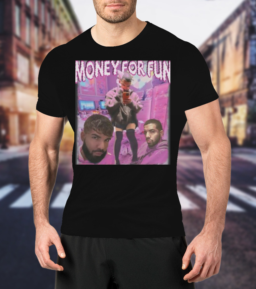 Money For Fun Funnyahhtees Pink Room Selfie Collage T-Shirt