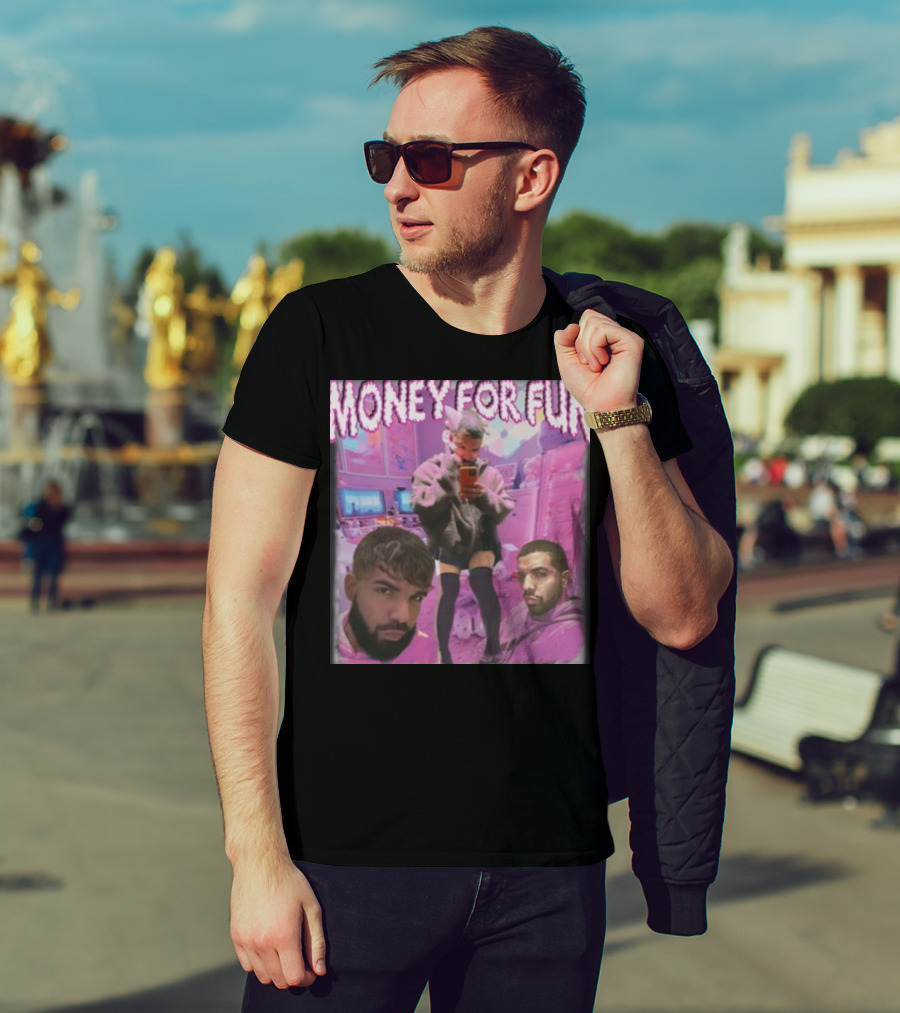 Money For Fun Funnyahhtees Pink Room Selfie Collage T-Shirt