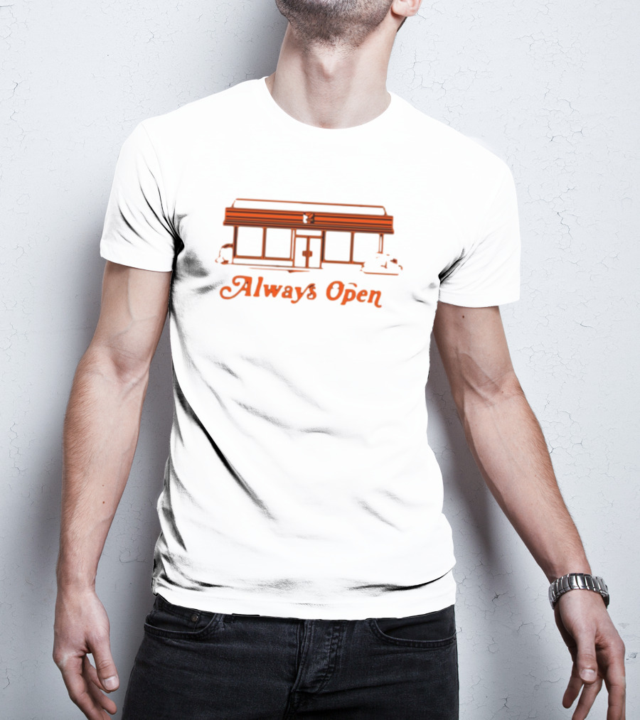 Always Open Retro Diner Neon Outline T-Shirt