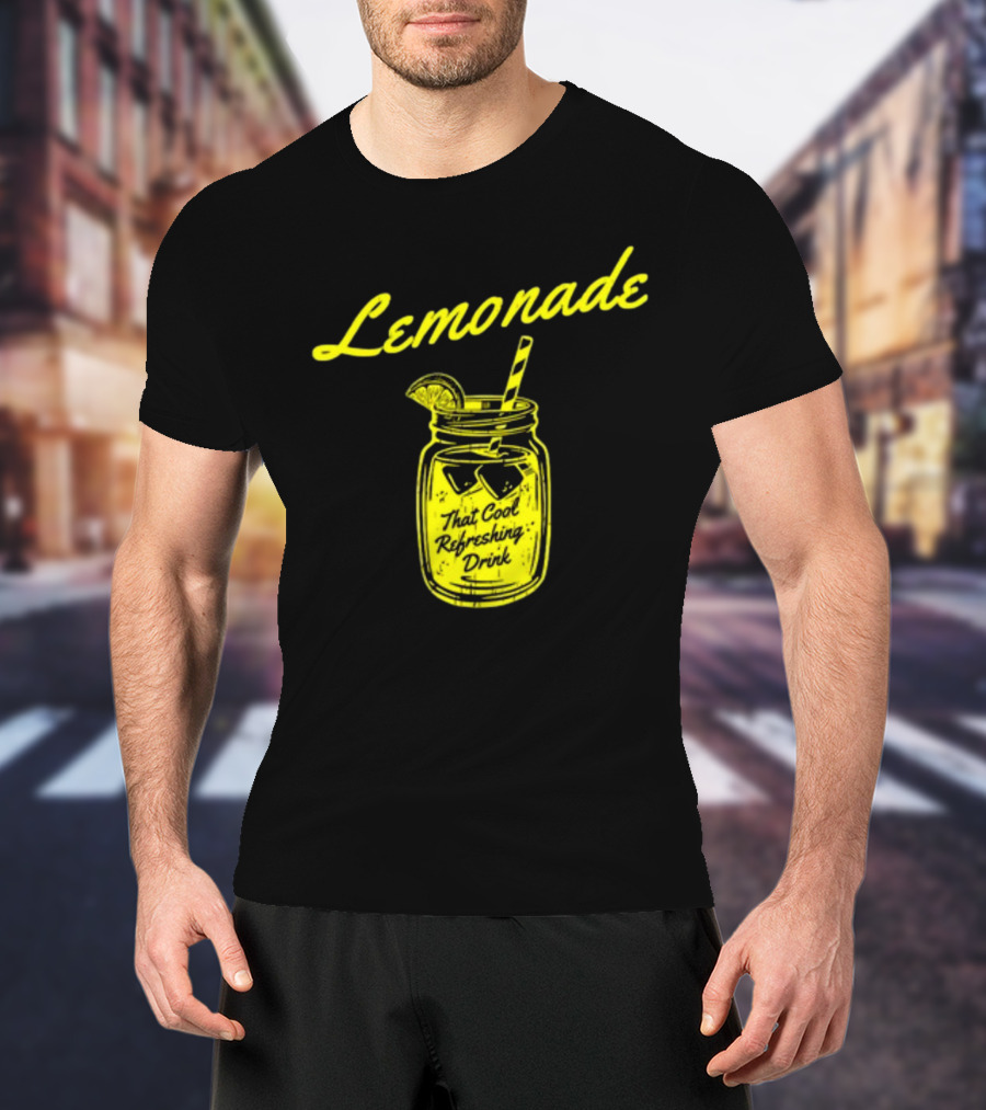 Lemonade That Cool Refreshing Drink Mason Jar With Lemon Wedge And Straw T-Shirt