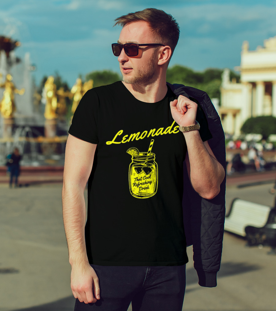 Lemonade That Cool Refreshing Drink Mason Jar With Lemon Wedge And Straw T-Shirt