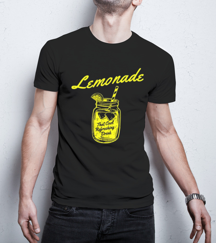 Lemonade That Cool Refreshing Drink Mason Jar With Lemon Wedge And Straw T-Shirt